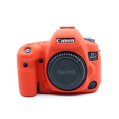 5D Mark IV Case, BolinUS Fullbody Ultra-Thin Lightweight Rubber Soft Silicone Housing Case Bag Cover for Canon EOS 5D Mark IV 5D4 (Red)