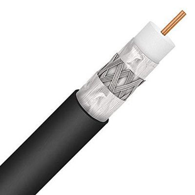 PHAT SATELLITE INTL - RG6 Coaxial Cable, 3X Shields 77% with Enhanced Shielding, 18AWG Solid Core, 75 Ohm, UL ETL, CATV HDTV Audio Video Bulk Coax Coil (1000ft, Black)