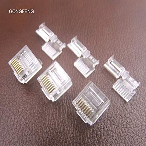 Gimax 100pcs NEW Connector RJ45 8P8C Short body two style Six kind Crystal Head Trident gold plated ultra fine flat wire Wholesale