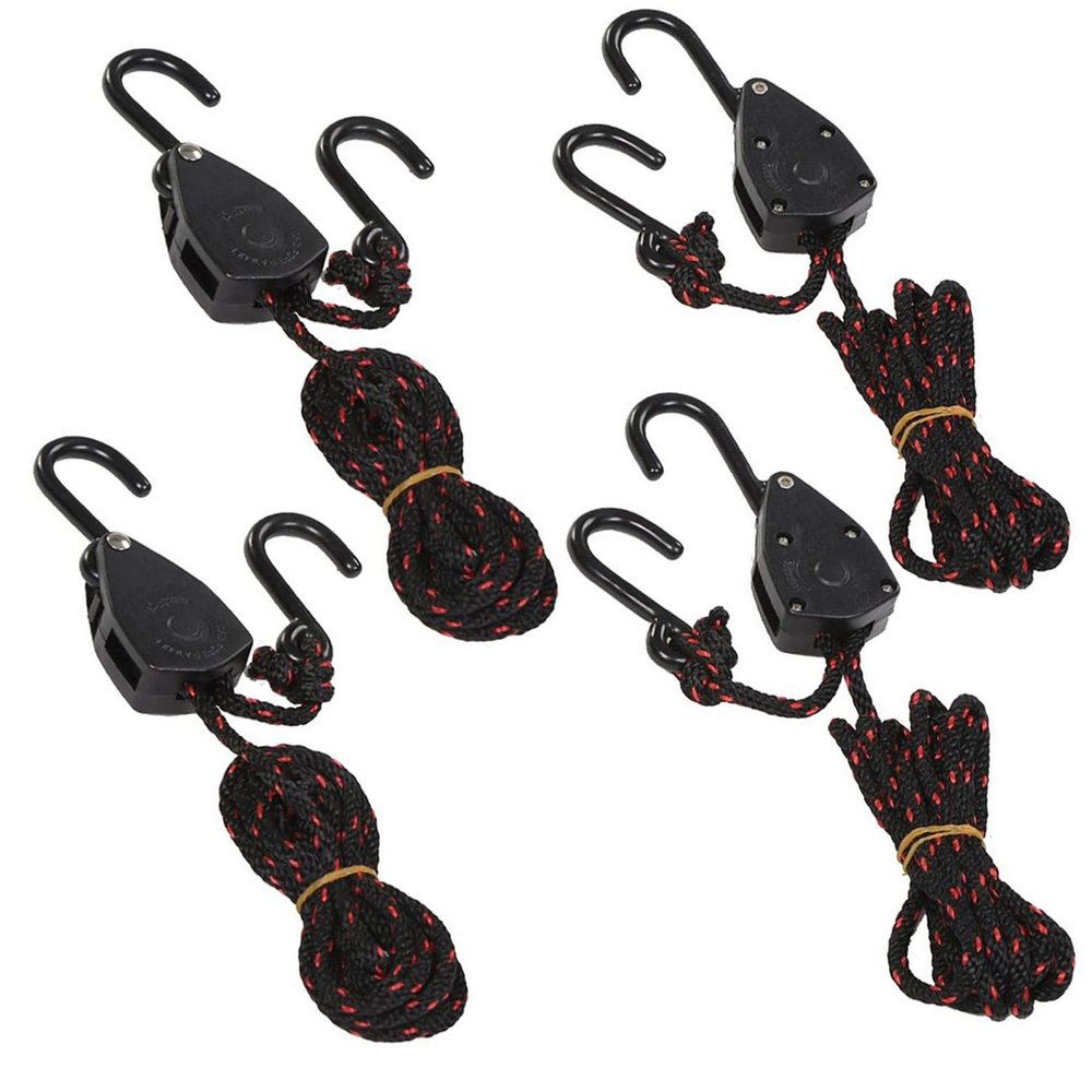 Acronde 4PCS 1/8" 6Ft Adjustable Heavy Duty Rope Hanger Ratchet Kayak and Canoe Bow and Stern Tie Downs Straps (6Ft)