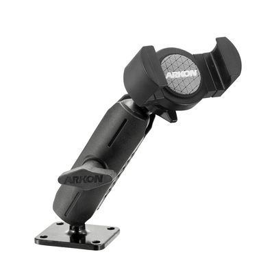 ARKON Mounts RoadVise XL Phone Holder with Metal Drill Base Mount | for Phones & Midsize Tablets | Adjustable Arm | Secure Drill Base Mount | Compatible with iPhone, Galaxy, Google, and More