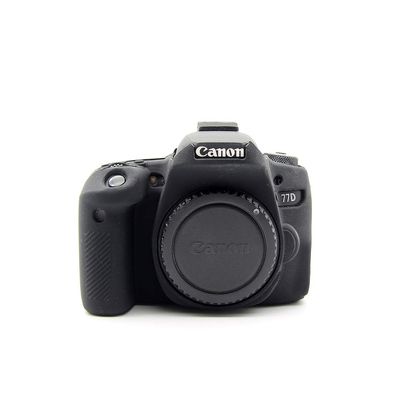 77D Case, BolinUS Fullbody Ultra-Thin Lightweight Rubber Soft Silicone Housing Case Bag Cover for Canon EOS 77D (Black)