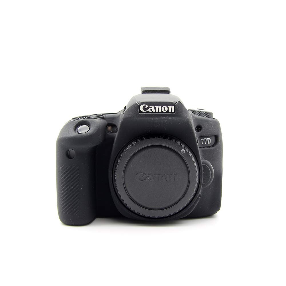 77D Case, BolinUS Fullbody Ultra-Thin Lightweight Rubber Soft Silicone Housing Case Bag Cover for Canon EOS 77D (Black)