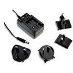 Mean Well GE30I24-P1J Wall Mount AC Adapters 30W 24V 1.25A Interchangeable AC Plug, for US UK AU EU, DC P1J Positive Center Barrel Plug, 2.1 ID x 5.5 OD x 11mm, Level VI, Input: 90~264 VAC