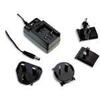 Mean Well GE30I24-P1J Wall Mount AC Adapters 30W 24V 1.25A Interchangeable AC Plug, for US UK AU EU, DC P1J Positive Center Barrel Plug, 2.1 ID x 5.5 OD x 11mm, Level VI, Input: 90~264 VAC view 1