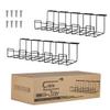 2 Packs Cable Management Tray, 16" Under Desk Organizer for Wire Organization, Metal Holder for Desktop Computer Home Office Kitchen Workstation to Cover and Hide Power Strips (Black) view 1
