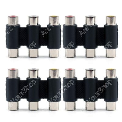 Gimax Sale 50 Pcs 3 RCA Female Jack To 3 RCA Female Jack Connector Long About 30mm minijack p