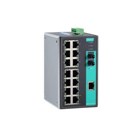 MOXA EDS-316-M-ST Industrial Ethernet Switch with 15 x 10/100BaseTX Ports, 1 x 100BaseFX Port, Multi Mode ST