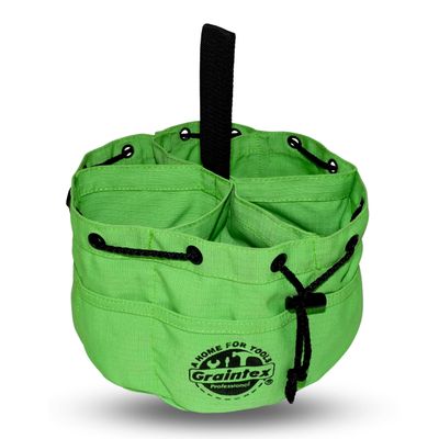Graintex 18 Pockets Grab Bag Rip-stop Canvas Drawstring Closure, Small Part Organizer Pouch, Small Tools, Screws, Parts, Parachute Tool Bag for Efficient Storage - Lime Green
