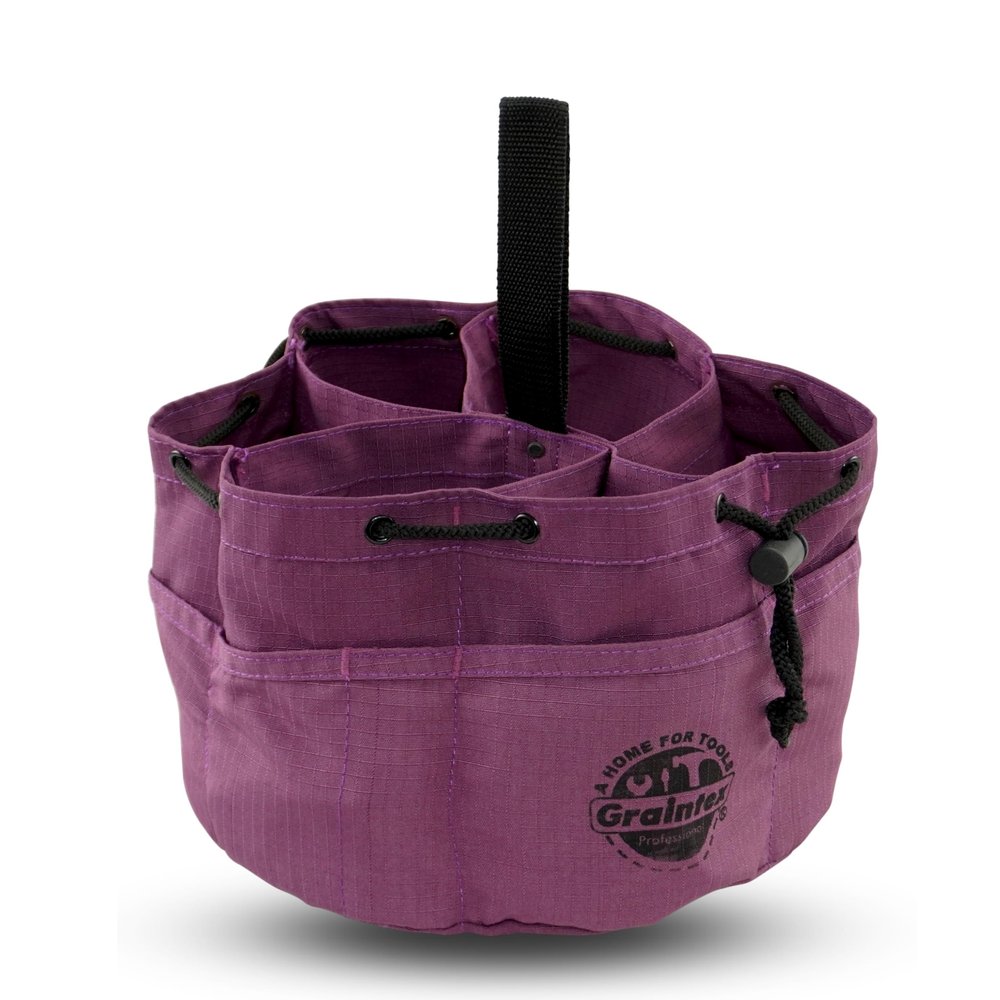 Graintex 18 Pockets Grab Bag Rip-stop Canvas Drawstring Closure, Small Part Organizer Pouch, Small Tools, Screws, Parts, Parachute Tool Bag for Efficient Storage - Purple