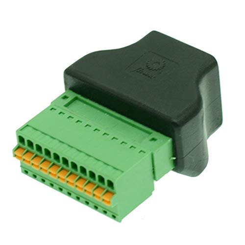 Gimax 5pcs RJ50 to Spring Terminal Adaptor RJ50 to terminal block adapter RJ45 Female to 11 Pin connector RJ45 splitter