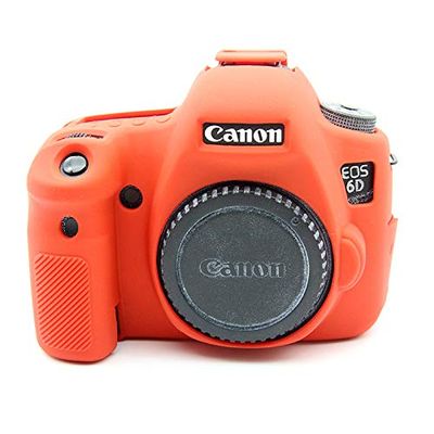 6D Case, BolinUS Fullbody Ultra-Thin Lightweight Rubber Soft Silicone Housing Case Bag Cover for Canon EOS 6D (Red)