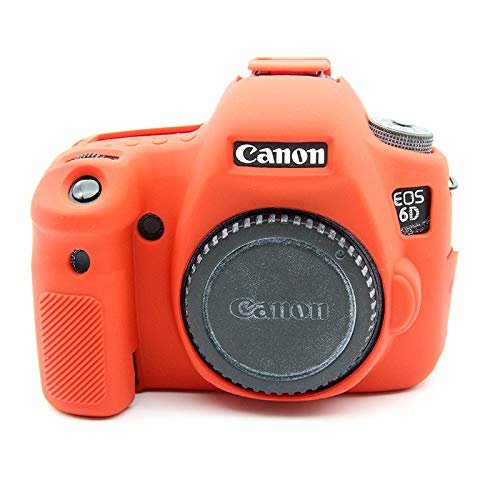6D Case, BolinUS Fullbody Ultra-Thin Lightweight Rubber Soft Silicone Housing Case Bag Cover for Canon EOS 6D (Red)