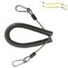 Drchoer Fishing Rod Lanyard for Trolling: 10ft-150LB Saltwater Rod Reel Safety Tether - Retractable Fishing Tool Coil Lanyard for Deep Sea Pole Kayak Paddles Leash - Black view 1