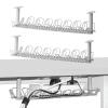 2 Packs Cable Management Tray, 14 inch Under Desk Cable Holder for Wire Organization, Heavy Metal Cord Organizer Ideal for Computer Home Office Standing Desks to Hide Power Strips (Gray)