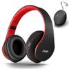 ZIHNIC Bluetooth Headphones Over-Ear, Foldable Wireless and Wired Stereo Headset Micro SD/TF, FM for Cell Phone,PC,Soft Earmuffs &Light Weight for Prolonged Wearing (Black/red) view 1