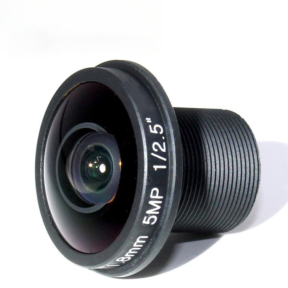 Dioche 1.8mm 180 Fisheye Lens, 5MP HD CCTV Wide Angle Panoramic Camera, Metal Construction, Black, C-Mount Compatible