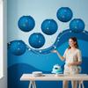 Blue Hanging Paper Lanterns, 12 inch - Set of 6 - Party Decor view 4