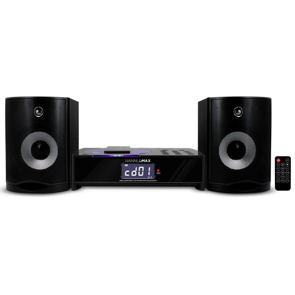 HANNLOMAX HX-1079BT CD Music System, CD Player, PLL FM Radio, Digital Alarm Clock, Bluetooth, Hi-Fi Sound Quality, LCD Display with Backlight, Remote Control Included. (Black)