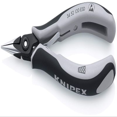 Knipex Tools 34 52 130 ESD Electronics Pliers, Half Round Cross Hatch Jaws, 5.25"