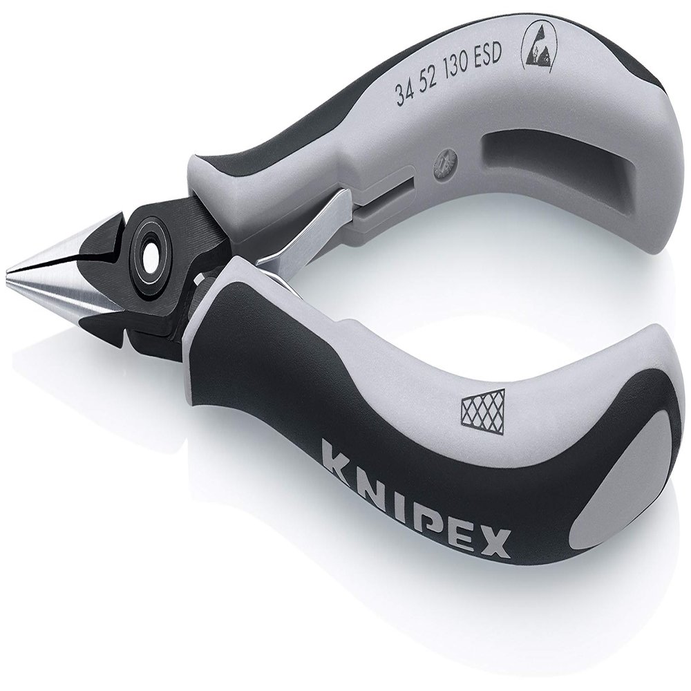 Knipex Tools 34 52 130 ESD Electronics Pliers, Half Round Cross Hatch Jaws, 5.25"