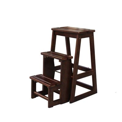 Multifunctional Wooden Creative Step Stool Folding 2 Steps Step Ladder Chair Flower Stand for Kitchen Decoration Library (Color : B)