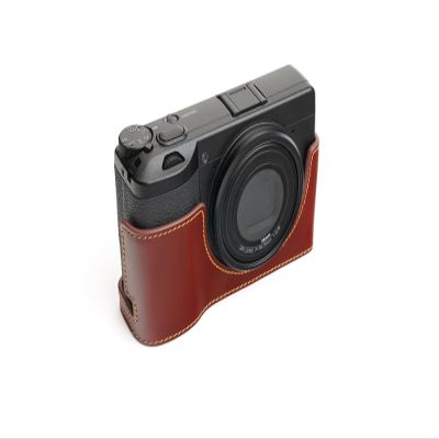 Handmade Genuine Real Leather Half Camera Case Bag Cover for Ricoh GR III GR3 Brown Color