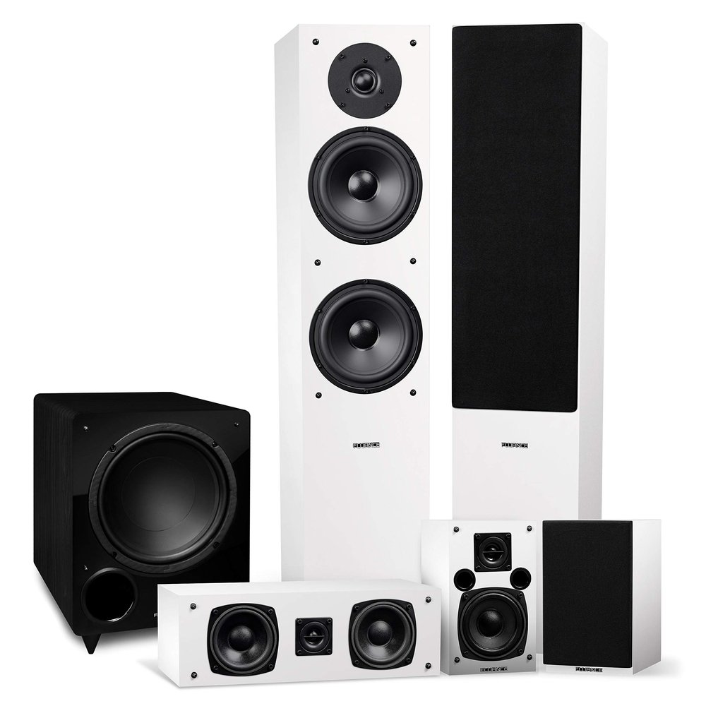 Fluance Elite High Definition Surround Sound Home Theater 5.1 Channel Speaker System Including 3-Way Floorstanding Towers, Center Channel, Rear Surround Speakers and DB10 Subwoofer - White (SX51WHR)