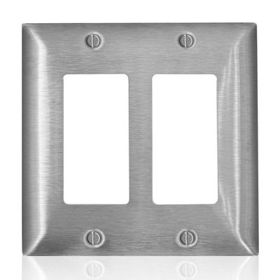 Leviton C-Series 2-Gang Decora Midway Wallplate, Type 302/304 Stainless Steel