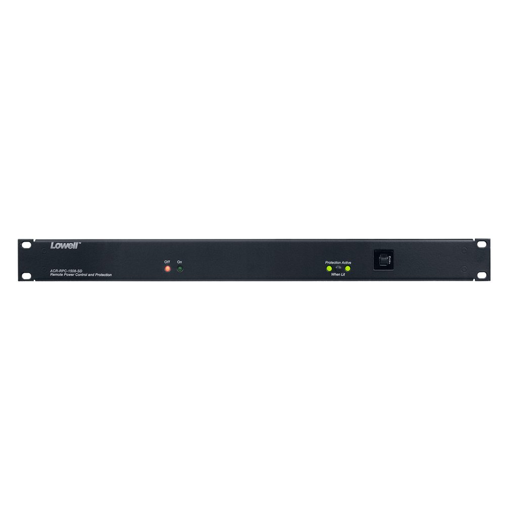 Lowell ACR-RPC-1508-SD PDU with 8 (15A) Outlets, Surge Suppression, Remote Circuitry; 8 Outlets: 2 Rear Un-Switched, 6 Rear Switched; 120VAC, 60Hz, 15A; Surge Protection to 40,000A