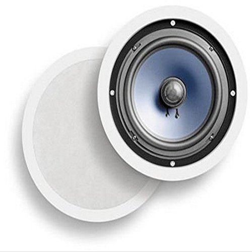 Polk Audio RC80i 2-way Premium In-Ceiling 8" Round Speakers, Set of 2 Perfect for Damp and Humid Indoor/Outdoor Placement - Bath, Kitchen, Covered Porches (White, Paintable Grille) (Renewed)