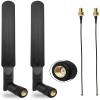 WiFi 6E Antenna Tri-Band 6GHz 5GHz 2.4GHz RP-SMA Male + 10in U.FL MHF4 to RP SMA Female Extension Cable for PC M.2 NGFF Wireless Card 2 Pcs view 1