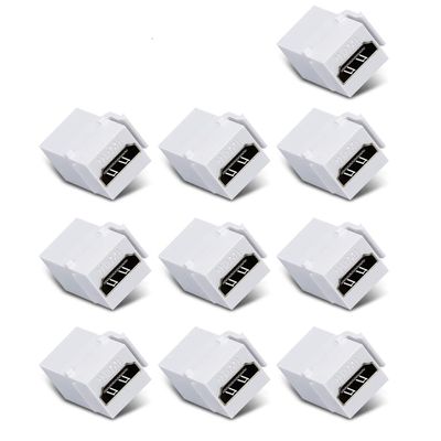 10 Pack HDMI Keystone,HDMI Jack, HDMI Coupler, Female to Female HDMI Keystone, Snap-in Insert HDMI Connectors, Support 4K for Wall Plate - White