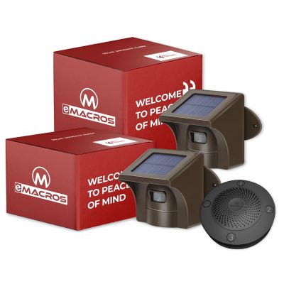 eMACROS Solar Wireless Driveway Alarm  1/2 Mile Long Range Motion Sensor for Long Driveways, Homes & Large Properties, Outdoor Weatherproof Security Alert System(1 Base Station with 2 Sensors)