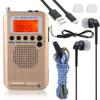 EXMAX EXD-737 Full Band Frequency Shortwave Radio Receiver Airband Portable Handheld Aircraft Digital Alarm Speaker Extend Antenna LCD Screen Orange Backlight Indoor & Outdoor Activities Home-Golden view 1