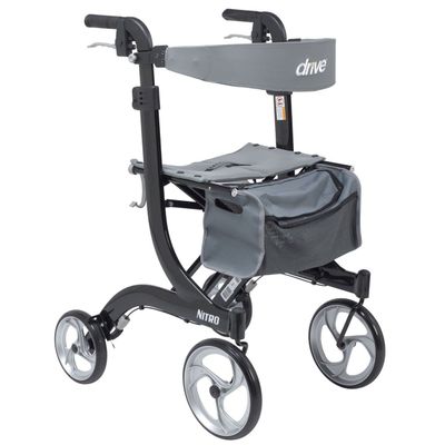 Drive Medical Nitro Euro Style Rollator Rolling Walker, Tall, Black rtl10266bk-t