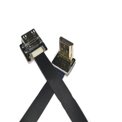 Soft Flat Slim Thin Standard HDMI FFC FPV HDMI Cable Standard HDMI Female Receptacle Plug to Standard HDMI Male 90 Degree Male for Raspberry Gimbal rig Aerial Shooting FPV Black (80CM)