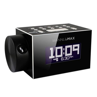 HANNLOMAX HX-108CR PLL FM Radio, White LCD Display Digital Clock, Time Projection, Bluetooth, Single Alarm, Aluminium Casing, USB Port for 1A Charging, Aux-in, AC Power Operation only.