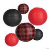Fun Express Red Buffalo Plaid Hanging Paper Lanterns 8"-12", 6 Pieces view 1