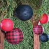Fun Express Red Buffalo Plaid Hanging Paper Lanterns 8"-12", 6 Pieces view 2