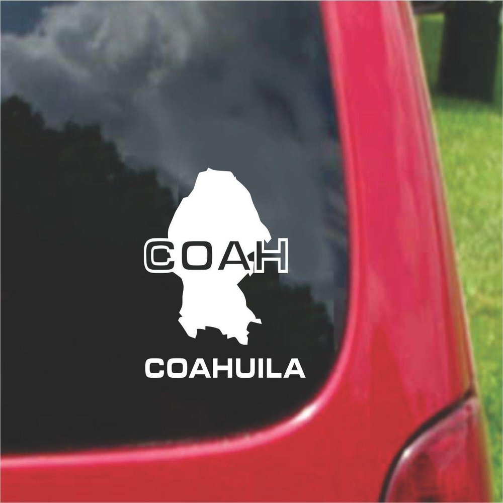 2 (PCS) Coahuila Mexico Outline Map Stickers Decals (9"x9")