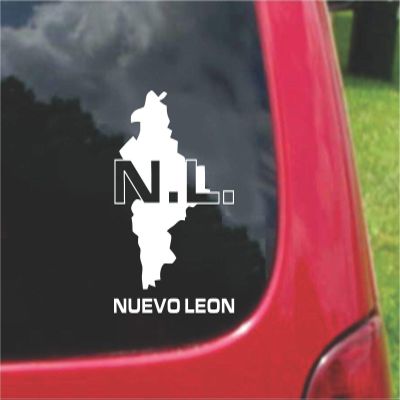 2 (PCS) Nuevo Leon Mexico Outline Map Stickers Decals (7"x7")