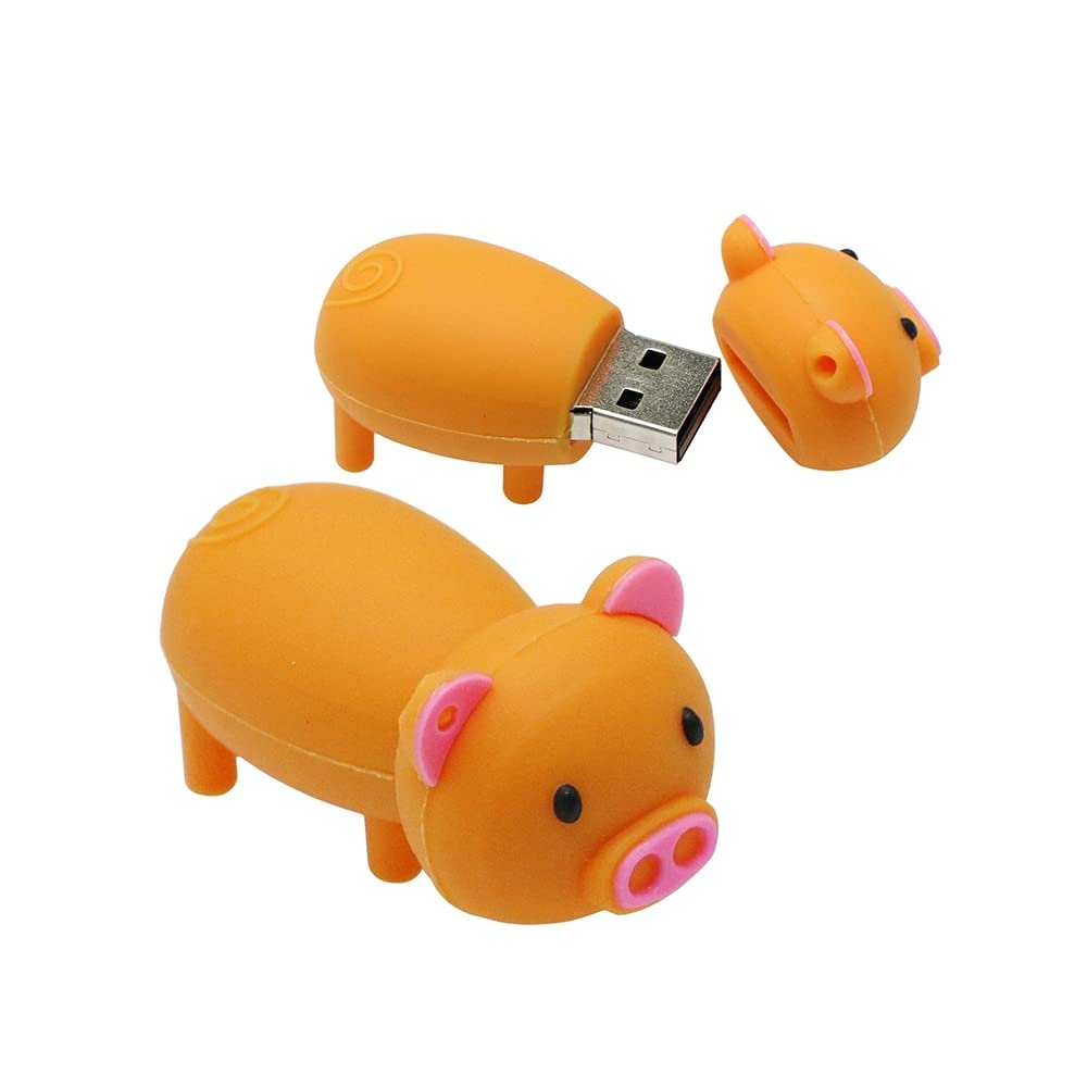 16GB Pig Shape USB 2.0 Flash Drive Pen Drive Keychain Thumb Drive Memory Stick USB Stick USB Drive (Orange)