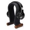 Navaris Omega Headphone Stand - Synthetic Leather Headset Hanger with Wood Base - Holder for Wired, Wireless, Gaming, DJ, Studio Headphones - Black view 1