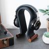 Navaris Omega Headphone Stand - Synthetic Leather Headset Hanger with Wood Base - Holder for Wired, Wireless, Gaming, DJ, Studio Headphones - Black view 2