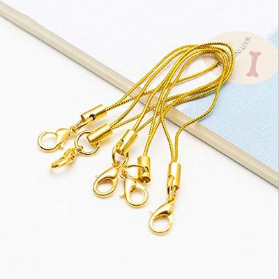Laliva Accessories - Mobile Case Strap Lariat Lanyard Gold Lobster Clasp Cell Phone Cord Hang Rope Key Chain Charm Finding Connector Ring DIY - (Color: Dark Gold)