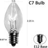 Romasaty 25 Pack Clear Replacement Bulbs, C7 Outdoor String Light Bulbs, C7/E12 Candelabra Base Night Light Bulbs, 5 Watt-Clear view 4