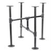 PIPE DECOR End Table Leg Set, Rustic Industrial Side Table Base Kit, Dark Grey Black Rough Pipes and Fittings Heavy Weight Construction, Turnpike Design view 1