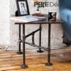 PIPE DECOR End Table Leg Set, Rustic Industrial Side Table Base Kit, Dark Grey Black Rough Pipes and Fittings Heavy Weight Construction, Turnpike Design view 2