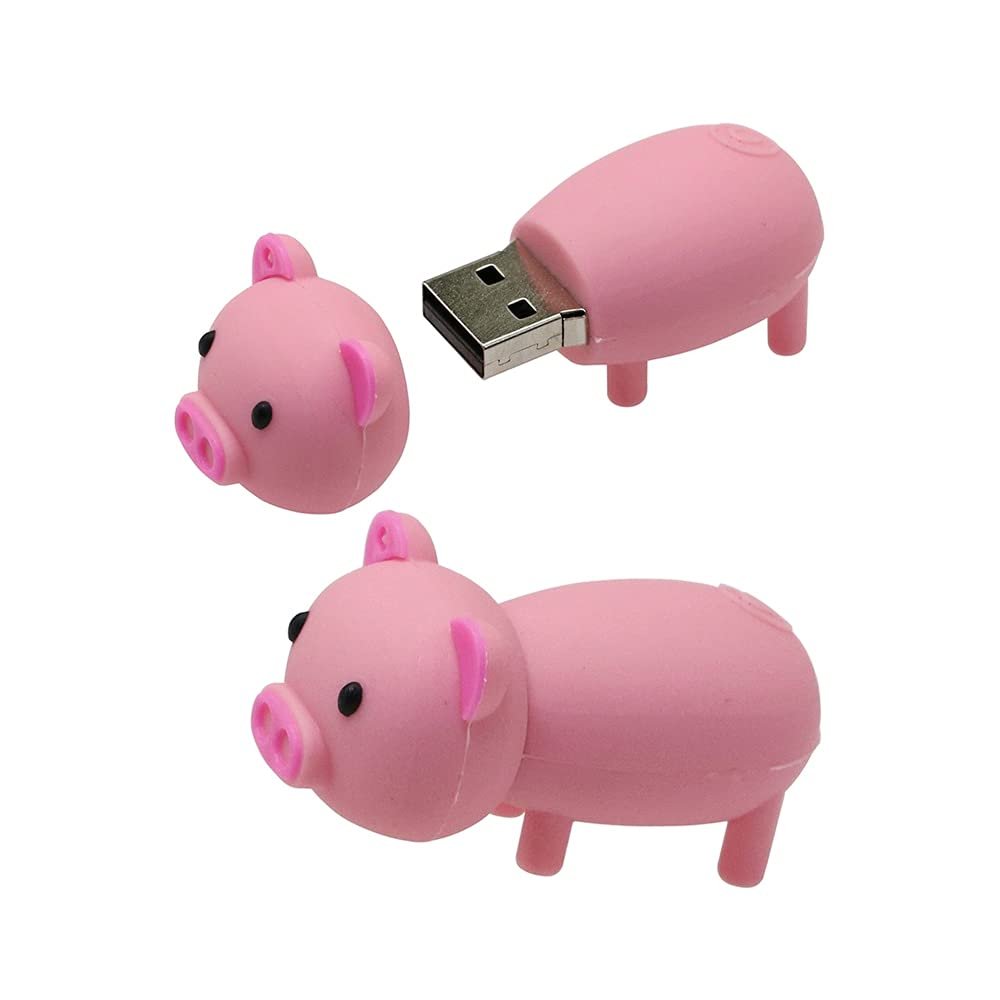 128GB Pig Shape USB 2.0 Flash Drive Pen Drive Keychain Thumb Drive Memory Stick USB Stick USB Drive (Pink)